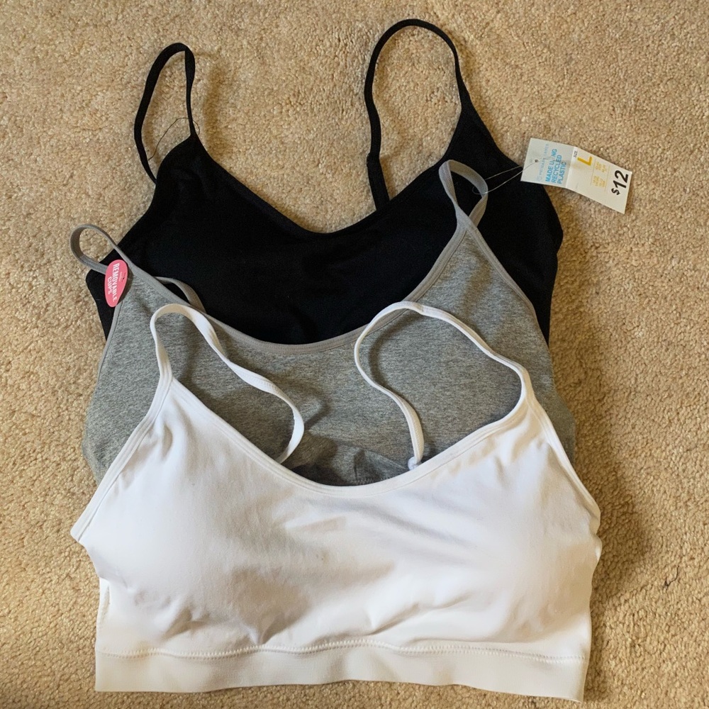 Set of 3- black, white, and grey comfortable bra tops